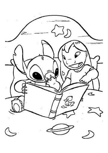 Lilo Reading To Stitch coloring page