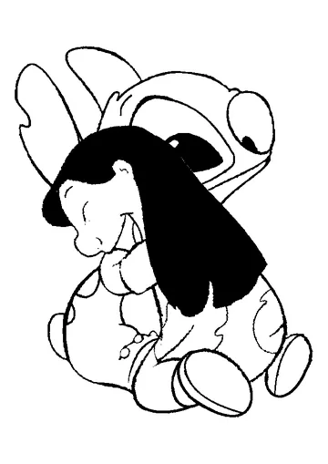 Lilo and Stitch Hugging coloring page