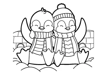 Lovely Brother Penguins coloring page