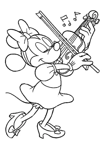 Minnie Mouse is Playing the Violin coloring page