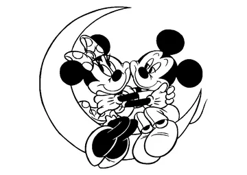 Minnie and Mickey Sitting on the Moon coloring page