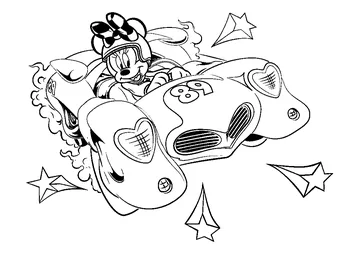 Minnie is Racing coloring page