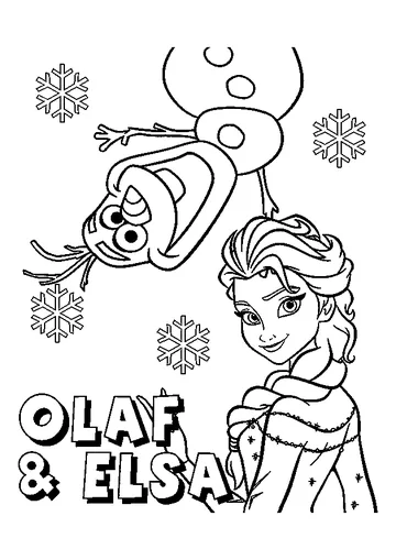 Olaf and Elsa coloring page