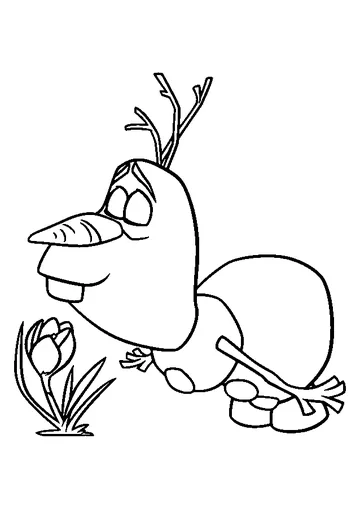 Olaf with Flower coloring page