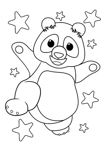 Panda with Stars coloring page