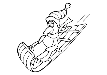 Penguin Sledding coloring page