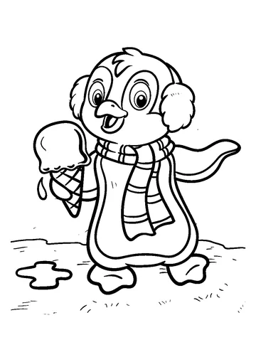 Penguin With Ice Cream coloring page