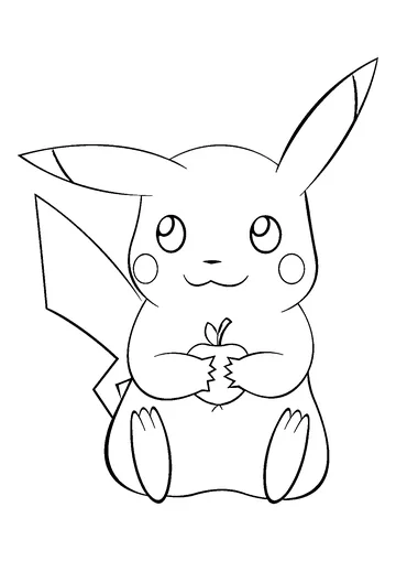 Pikachu Holding Apple coloring page