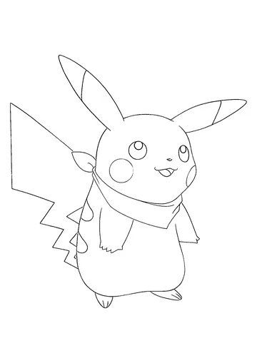 Pikachu Wearing a Scarf coloring page