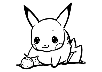 Pikachu with Strawberry coloring page