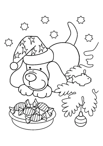 Pretty Christmas Puppy coloring page