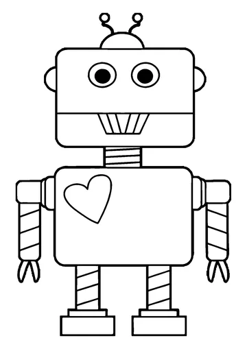 Robot With Heart coloring page