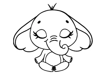 Yoga time for elephant coloring page