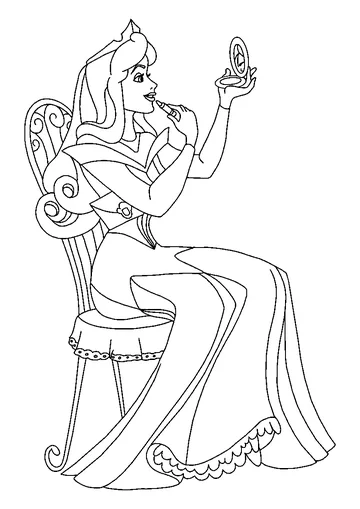 Aurora Applying Lipstick coloring page