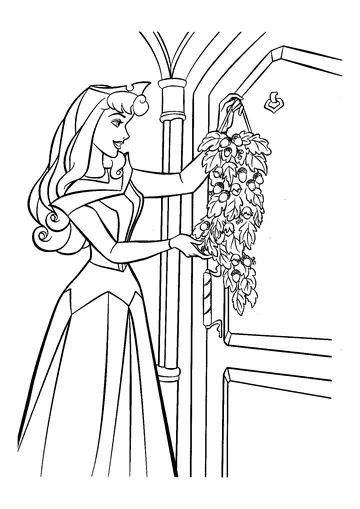 Aurora Makes a Festive Decoration for Her Door coloring page