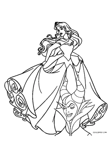 Aurora and Maleficent coloring page