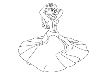 Aurora putting a flower in her hair coloring page