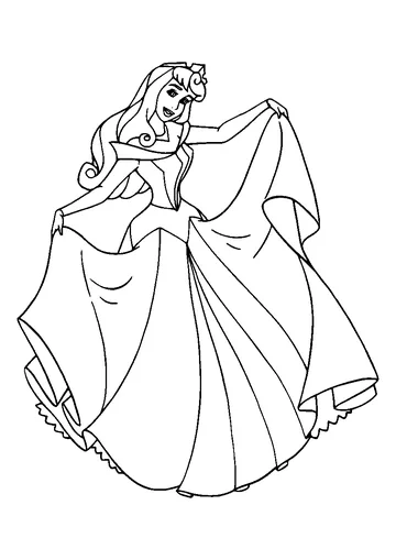 Aurora showing off her dress coloring page