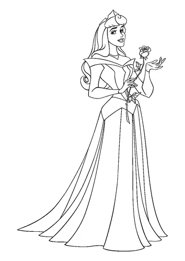 Aurora with Rose coloring page