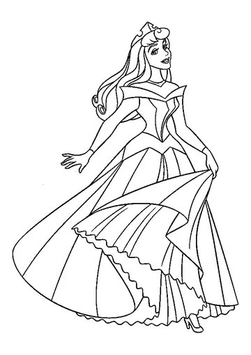 Beautiful Aurora in The Dress coloring page