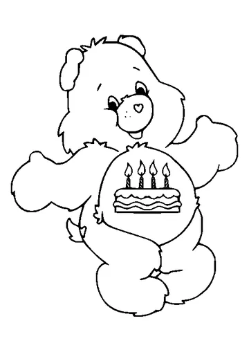 Birthday Bear Smiling coloring page