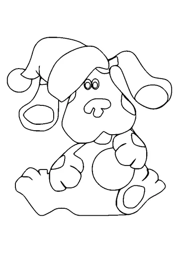 Blue wearing a Christmas Hat coloring page