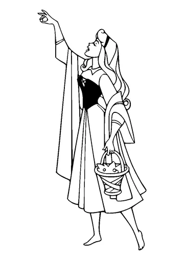 Briar Rose picking berries coloring page