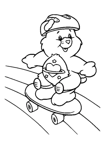 Daydream Bear Playing Skateboard coloring page