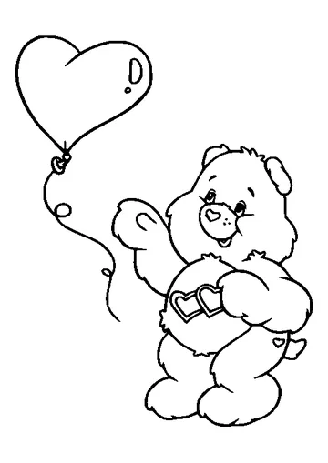 Love a Lot Bear and a Heart Balloon coloring page