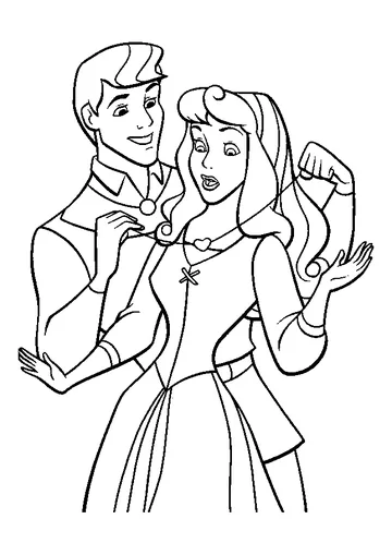 Prince Gives a Necklace to the Princess coloring page