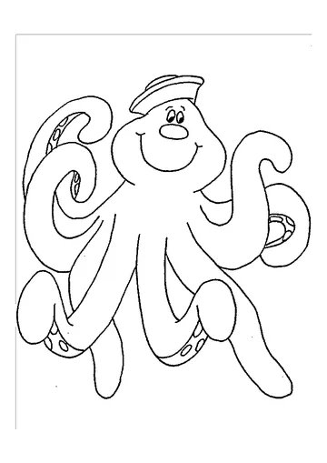 Smiling Cartoon Octopus coloring page
