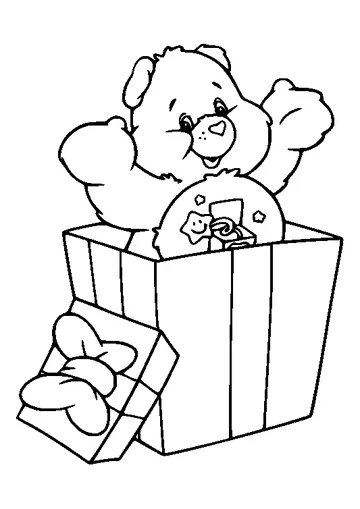Surprise Bear in the Gift Box coloring page