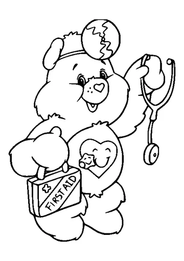 Take Care Bear Holds a Stethoscope coloring page
