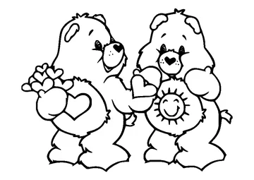 Tenderheart Bear and Funshine Bear coloring page