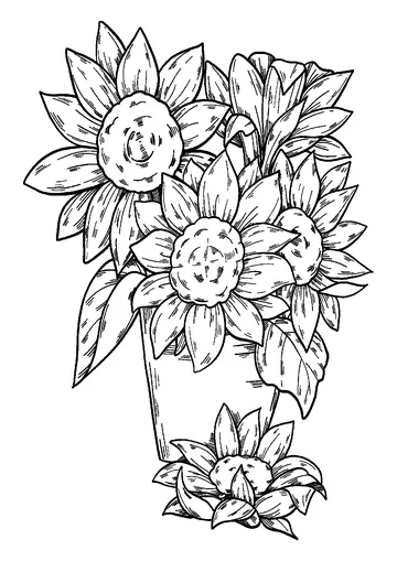 Bouquet of sunflowers coloring page