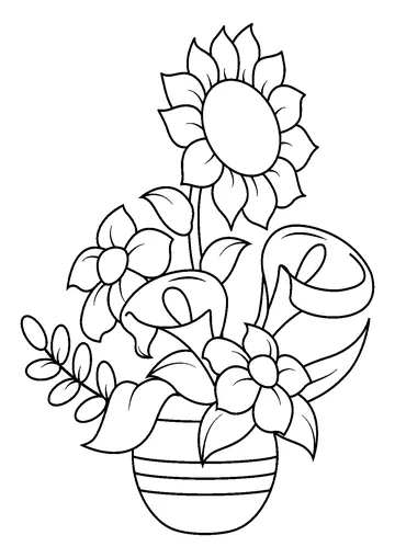 Sunflower and callas coloring page