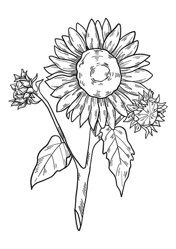 Sunflowers Color Page coloring page