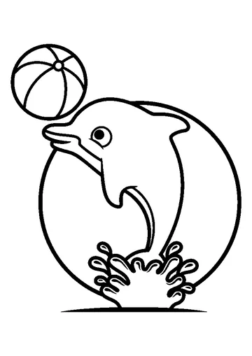 Dolphin playing Ball coloring page