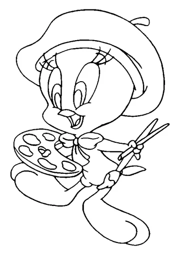 French Tweety coloring page