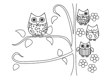 Fun Owls coloring page