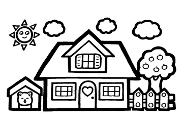 House and Sun for Children coloring page