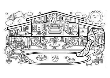 House with Swimming Pool coloring page