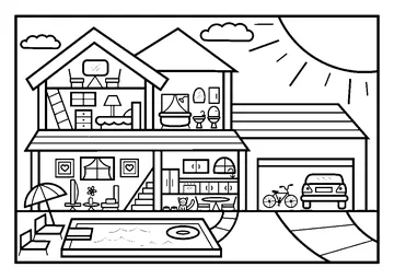House with a Pool coloring page