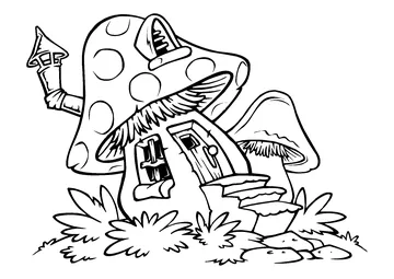Mushroom House coloring page