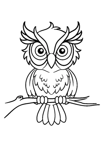 Owl on Tree Branch coloring page
