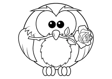 Owl with Rose coloring page