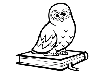 Polar Owl Sitting on a Book coloring page