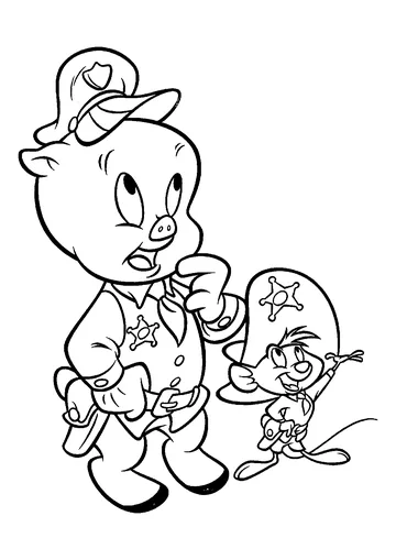 Porky Pig and Speedy Gonzalez coloring page