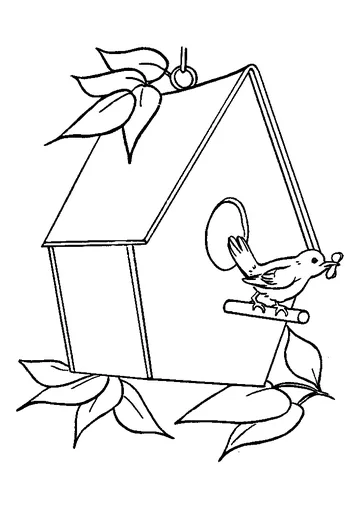 Bird House coloring page