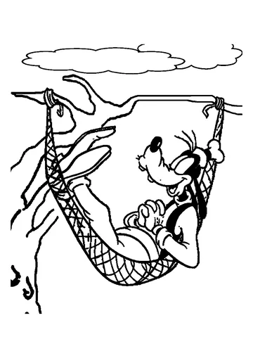 Goofy Relaxing in a Hammock coloring page